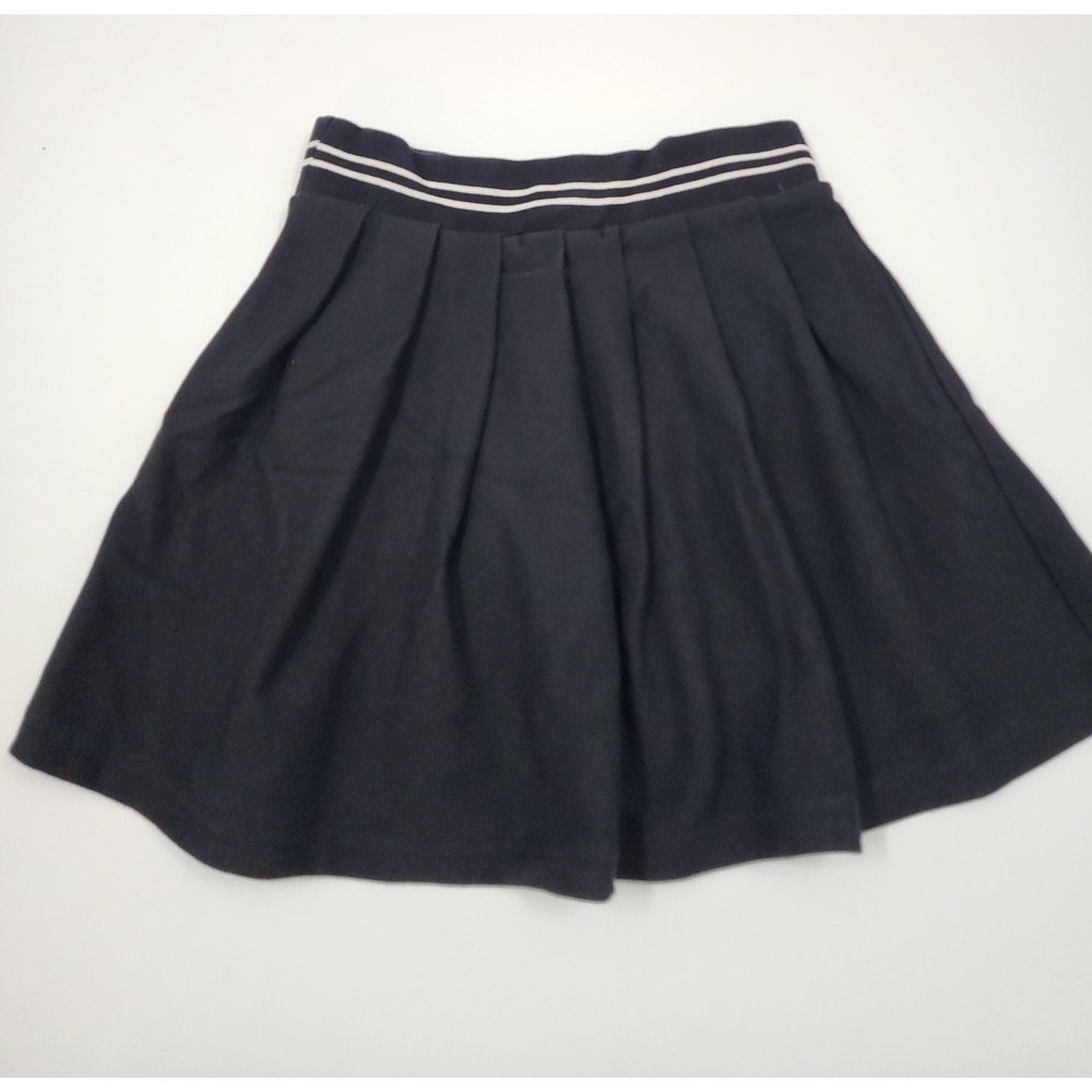 Forever 21 Navy Blue Pleated Mini Skirt Striped Waistband Preppy Academic Small